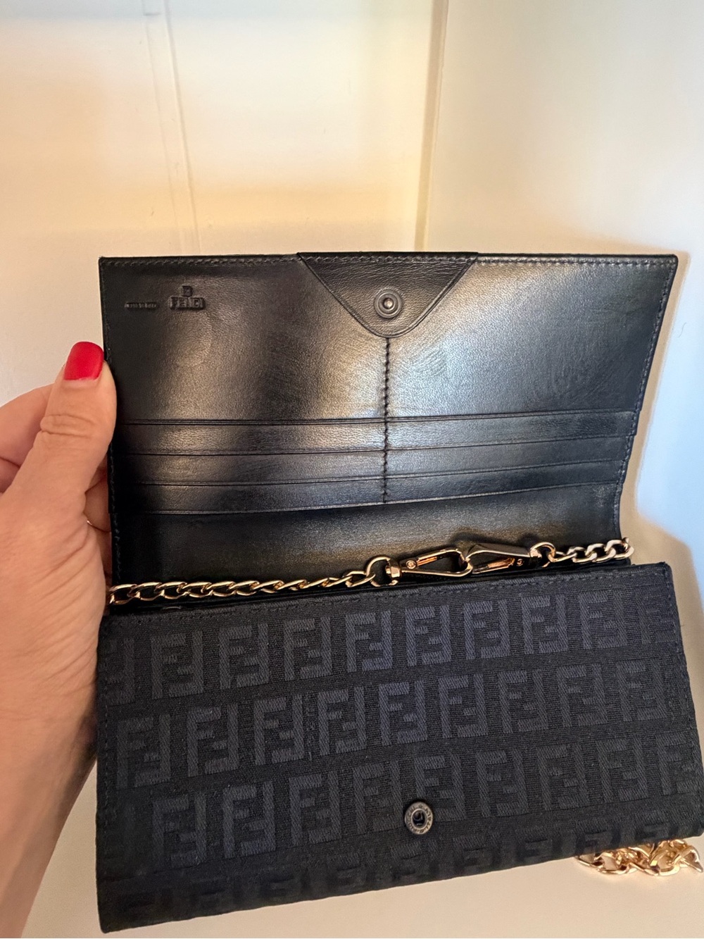 Vintage Fendi FF Zucca Continental Wallet / Convertible Crossbody Clutch - Picture 4 of 9